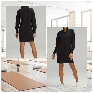Lululemon✨Softstreme Long-Sleeve Half-Zip Dress Pocketed✨Black✨•sz 6